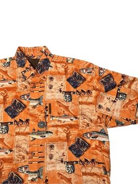 Clearwater Outfitters Vintage-Style Trout Fishing Short-Sleeve Shirt L Men’s